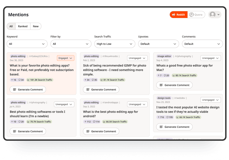 Identify High-Traffic, Relevant Threads on Reddit and Quora